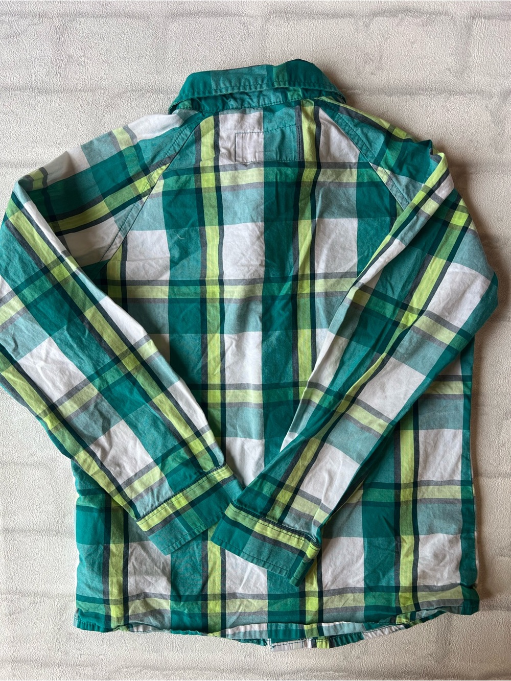 Hurley‎ Boys Teal and Lime Plaid Button Shirt - Picture 2 of 3